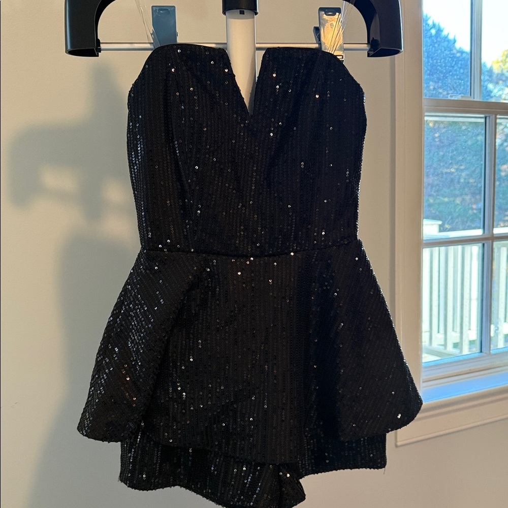 DO+BE Black Sequin Strapless Romper